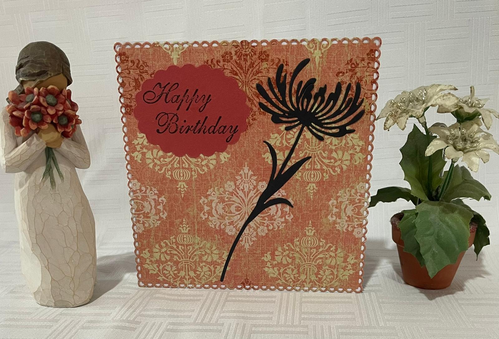 Silhouette flower Birthday Card