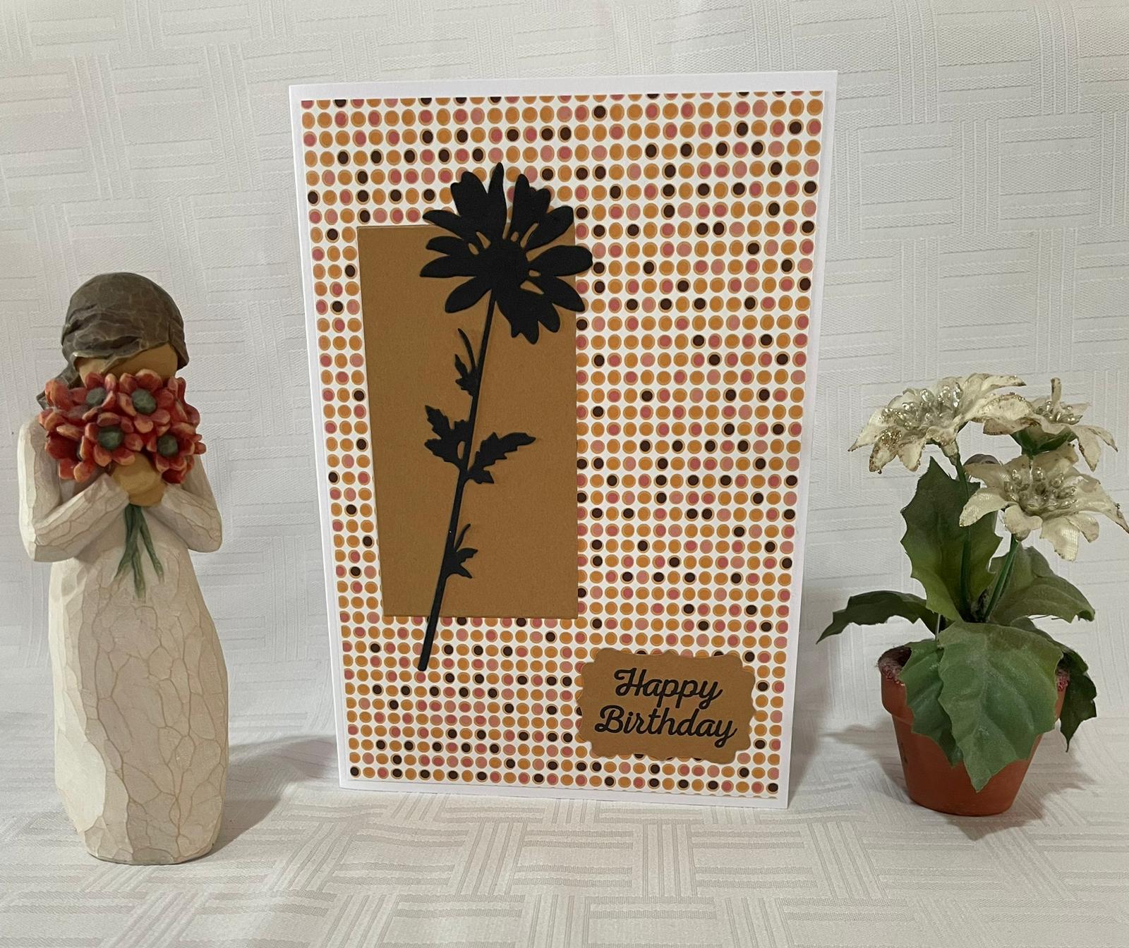Silhouette flower Birthday Card